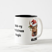 Weihnachtskalf Festlich Personalisiert Zweifarbige Tasse (VorderseiteRechts)