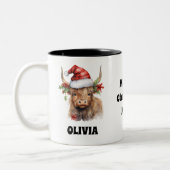 Weihnachtskalf Festlich Personalisiert Zweifarbige Tasse (Links)
