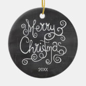 Weihnachtskalligrafie Chalkboard Foto Keramik Ornament (Vorne)