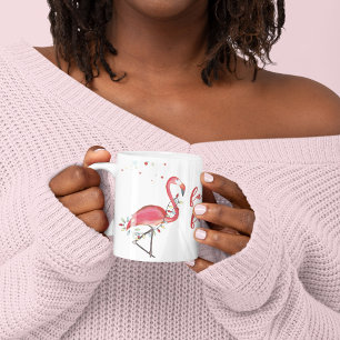 Weihnachtskalligrafie Pink Flamingo Zitat Kaffeetasse
