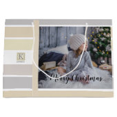 Weihnachtskalligrafie Winterfarbenpalette Foto Große Geschenktüte (Vorderseite)