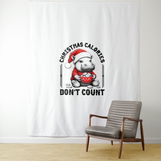 Weihnachtskalorien zählen nicht Funny Moo Deng Coo Wandteppich (Beispiel)