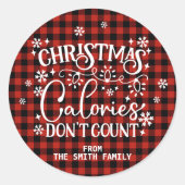Weihnachtskalorien zählen nicht runder aufkleber (Vorderseite)