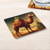 Weihnachtskamel 1 rechteckiger pappuntersetzer (angewinkelt)