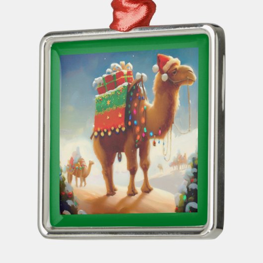 Weihnachtskamel 2 ornament aus metall (Links)