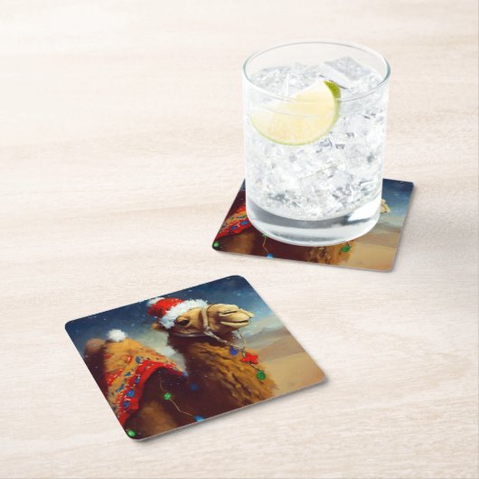 Weihnachtskamel 3 rechteckiger pappuntersetzer (Vor Ort)