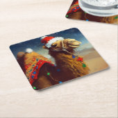 Weihnachtskamel 3 rechteckiger pappuntersetzer (angewinkelt)