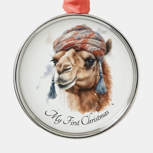 Weihnachtskamel, anpassbar ornament aus metall (Vorne)