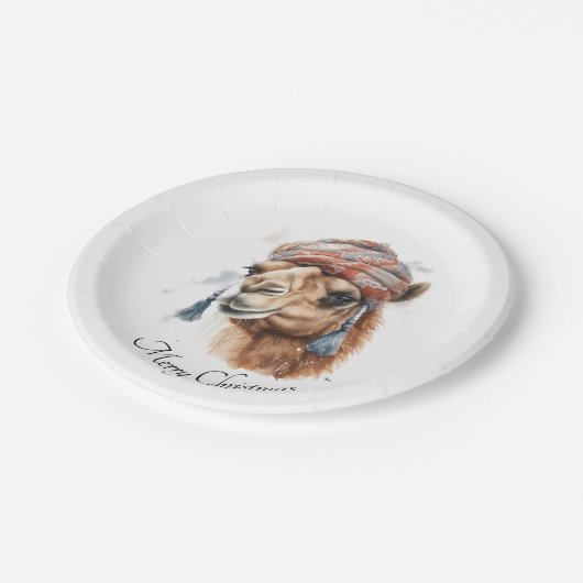 Weihnachtskamel, anpassbar pappteller (Schrägansicht)