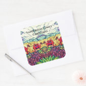 WeihnachtsKamele verkettete Glass Look Quadratischer Aufkleber (Umschlag)