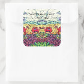 WeihnachtsKamele verkettete Glass Look Quadratischer Aufkleber (Tasche)