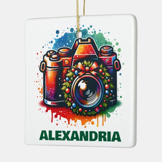 Weihnachtskamera Fotografy-Enthusiasten Custom Keramikornament (Links)