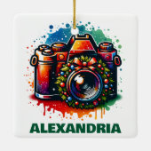 Weihnachtskamera Fotografy-Enthusiasten Custom Keramikornament (Rückseite)