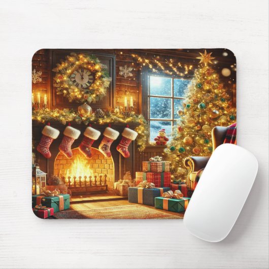 Weihnachtskamin & Baum im Winterwunderland Mousepad (Mit Mouse)