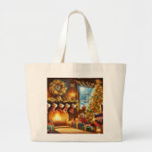 Weihnachtskamin im Winter Wunderland Jumbo Stoffbeutel (Vorne)