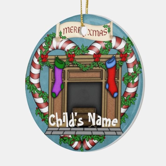 Weihnachtskamin Keramik Ornament (Links)