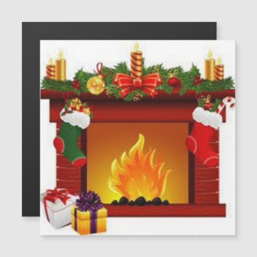 Weihnachtskamin Magnetkarte (Vorne/Hinten)