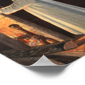 Weihnachtskamin, Strümpfe und Kind Poster (Ecke)