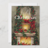 Weihnachtskaminbudget Feiertagskarte (Vorderseite)