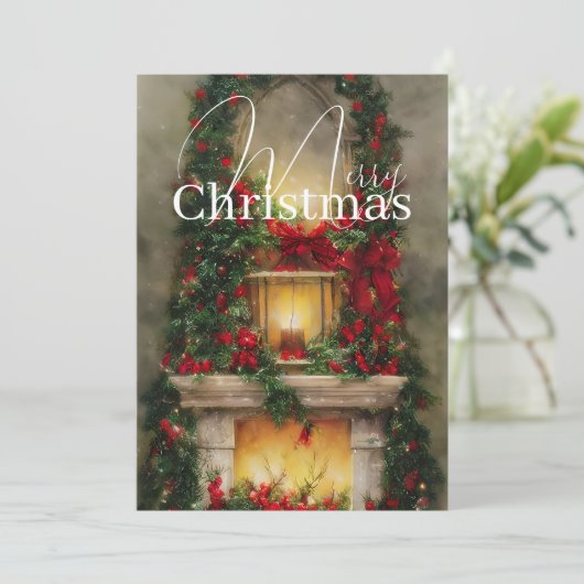 Weihnachtskaminbudget Feiertagskarte (Stehend Vorderseite)