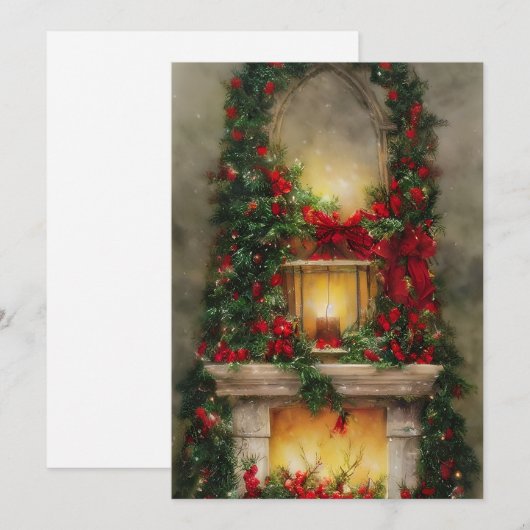 Weihnachtskaminbudget Feiertagskarte (Vorne/Hinten)