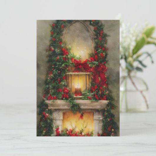 Weihnachtskaminbudget Feiertagskarte (Stehend Vorderseite)