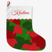 Weihnachtskamouflage Rote grüne Monogramm Name Großer Weihnachtsstrumpf (Vorderseite)
