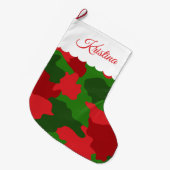 Weihnachtskamouflage Rote grüne Monogramm Name Großer Weihnachtsstrumpf (Vorderansicht (hängend))