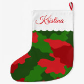 Weihnachtskamouflage Rote grüne Monogramm Name Großer Weihnachtsstrumpf (Rückseite)