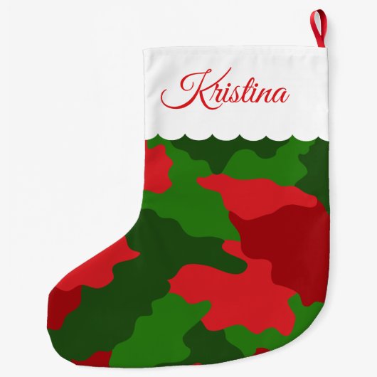Weihnachtskamouflage Rote grüne Monogramm Name Großer Weihnachtsstrumpf (Rückseite)