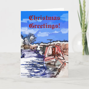 WEIHNACHTSKANALBOOTE FEIERTAGSKARTE