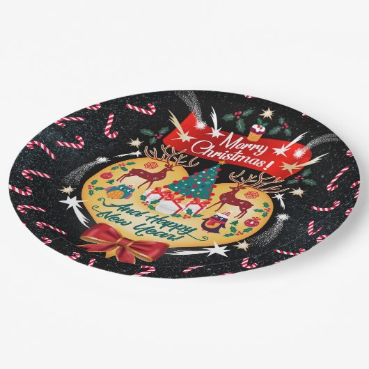 Weihnachtskanäle Pappteller (Schrägansicht)