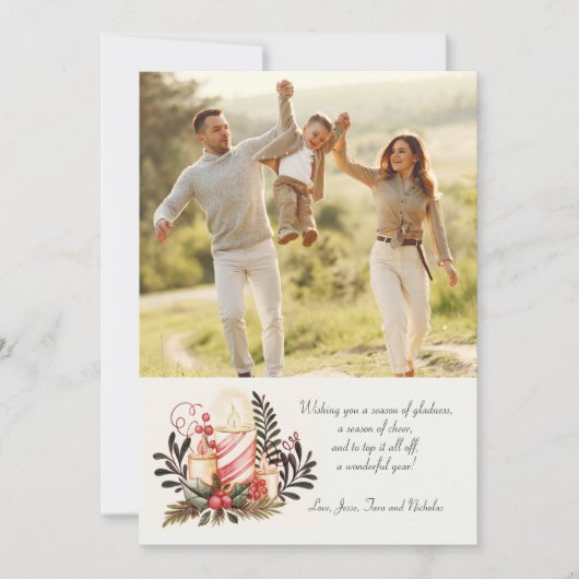 Weihnachtskandeln Foto Weihnachtskarte Feiertagskarte (Vorderseite)