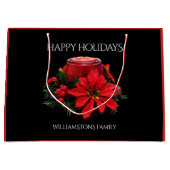 Weihnachtskandeln, Holly & Poinsettia Große Geschenktüte (Vorderseite)