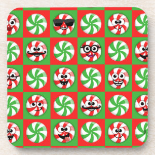 Weihnachtskandies Faces Getränkeuntersetzer