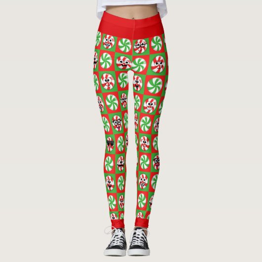 Weihnachtskandies Faces Leggings (Vorderseite)