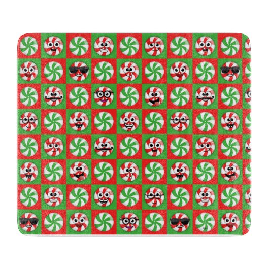 Weihnachtskandies Faces Schneidebrett (Vorderseite)