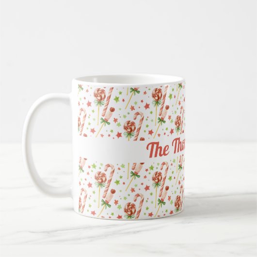 Weihnachtskandies Muster Personalisierte Kaffeemas Kaffeetasse (Links)