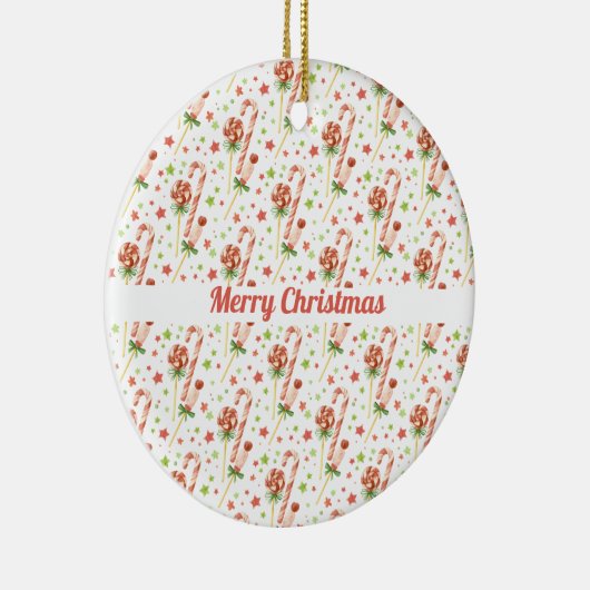 Weihnachtskandies Muster Personalisierte Ornamente (Rechts)
