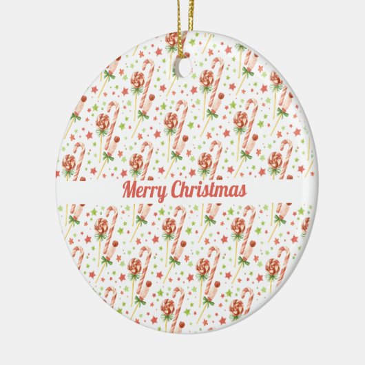Weihnachtskandies Muster Personalisierte Ornamente (Links)
