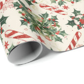 Weihnachtskandinavier-Muster mit Heiligen Berries Geschenkpapier (Rolleneckpunkt)