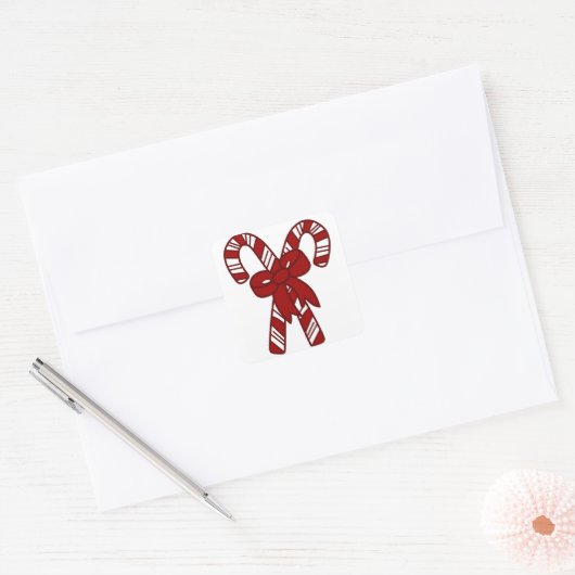 Weihnachtskandinchen Quadratischer Aufkleber (Umschlag)