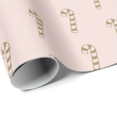 Weihnachtskandinchen Rosa Goldmuster niedlich Geschenkpapier (Rolleneckpunkt)