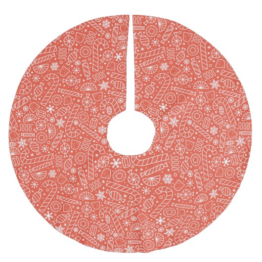 Weihnachtskandinchen - Rot Polyester Weihnachtsbaumdecke (Vorderseite)