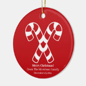 Weihnachtskandinchen Roter individuelle Name Keramik Ornament (Links)