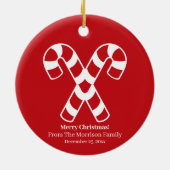 Weihnachtskandinchen Roter individuelle Name Keramik Ornament (Hinten)