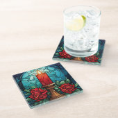 Weihnachtskandle Hartglas Glasuntersetzer (Schrägansicht)