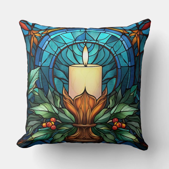 Weihnachtskandle Hartglas Kissen (Vorderseite)