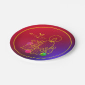 Weihnachtskandle Holly Line Zeichnend Red & Blue 7 Pappteller (Schrägansicht)