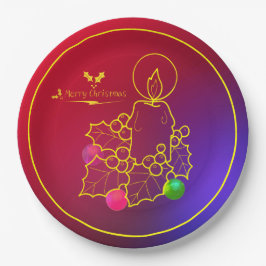 Weihnachtskandle Holly Line Zeichnend Red & Blue 9 Pappteller